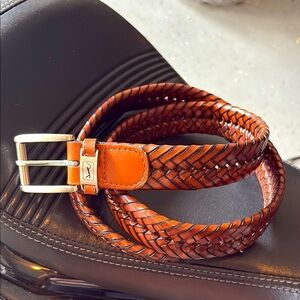 PGA Tour Men's Brown Braided Leather Belt- 38
